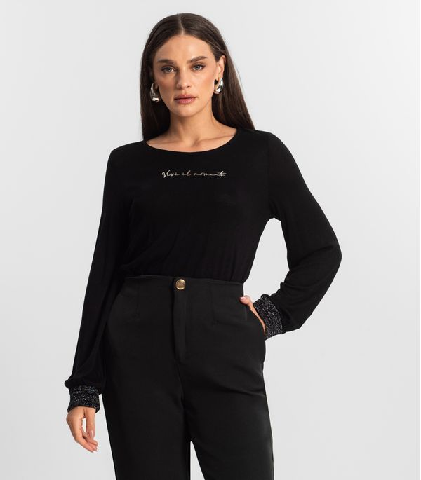 Blusa Manga Longa Tricot Endlles Preto GG