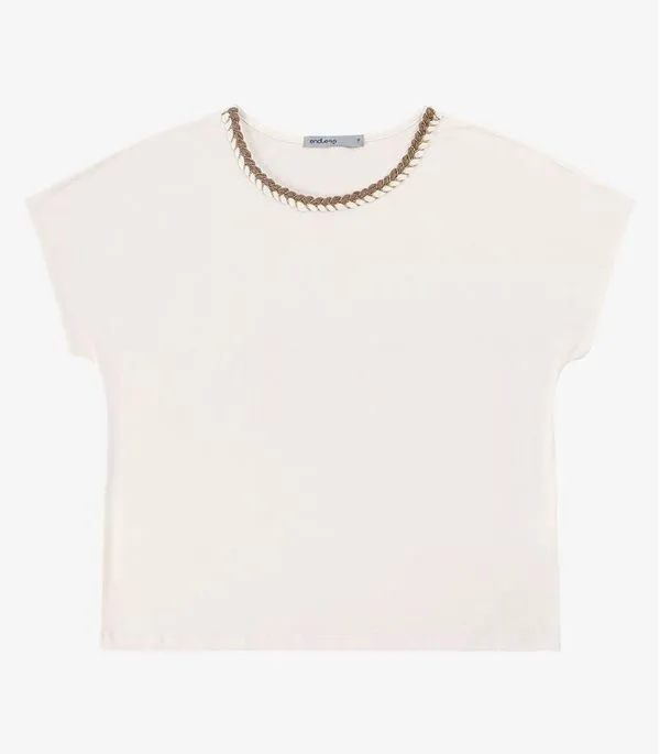 Blusa em Viscotorcion Feminina Endless Bege GG