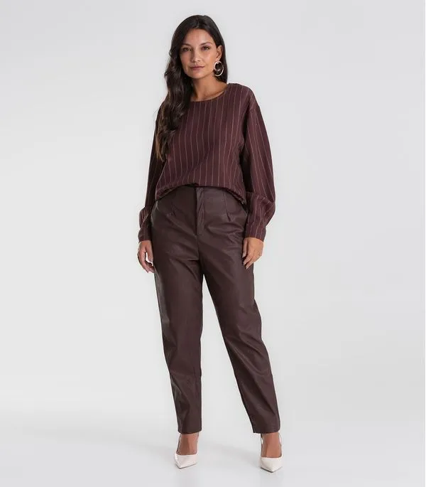 Calça Feminina Reta Courino Endless Marrom G