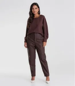 Calça Feminina Reta Courino Endless Marrom P