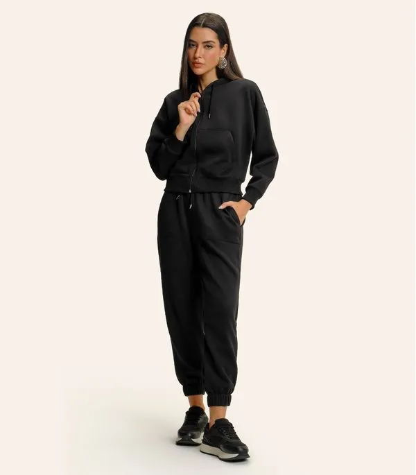 Calça Feminina Moletom Jogger Básico Endless Preto P