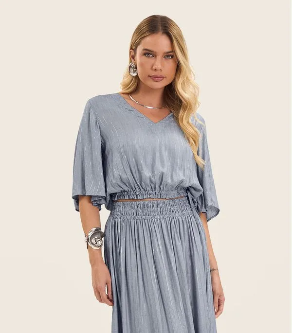 Blusa Feminina Manga 3/4 Endless Azul GG