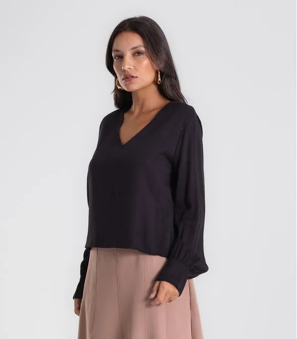 Blusa Feminina Manga Longa Decote V Endless Preto P