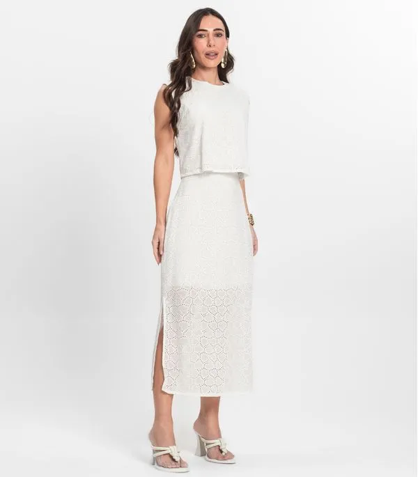 Saia Midi Feminina Em Laise Endless Bege M