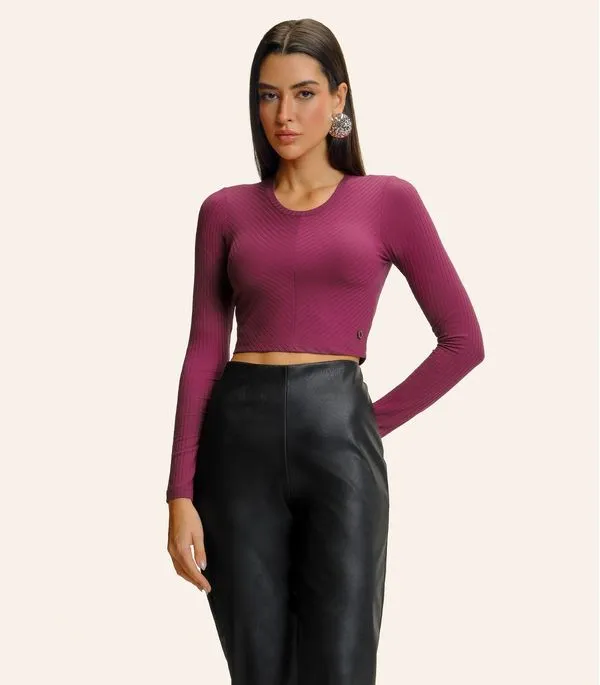 Blusa Feminina Manga Longa Ribana Básica Endless Vermelho P