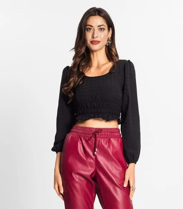 Blusa Manga Longa Feminina Xadrez Endless Preto M