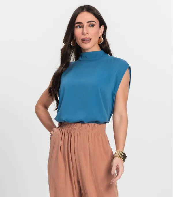 Blusa Feminina Gola Alta Endless Azul G