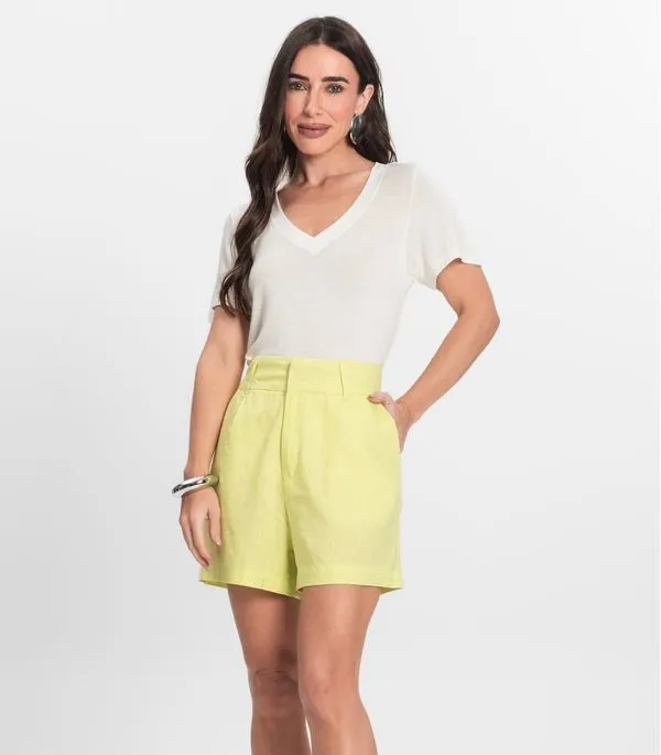 Shorts de Linho Feminino Endless Verde 40