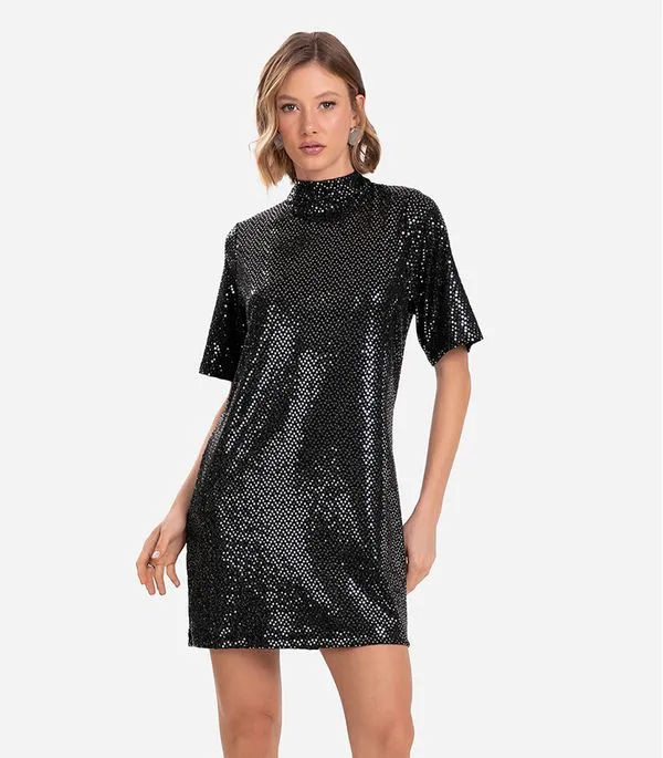 Vestido Feminino Com Lantejoula Endless Preto P