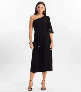 Vestido Midi em Viscose Creponada Endless Preto P