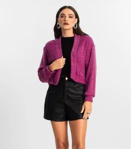 Cardigan Feminino Tricot Felpudo Endless Roxo M