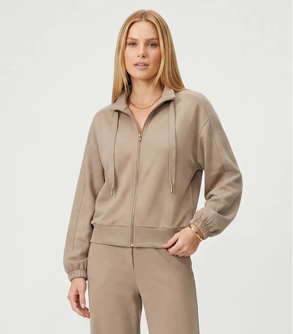 Jaqueta Feminina Gola Alta Com Cadarço Endless Marrom M