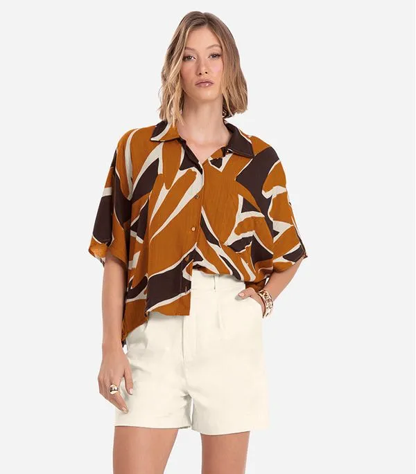 Camisa Feminina Estampada Endless Marrom P