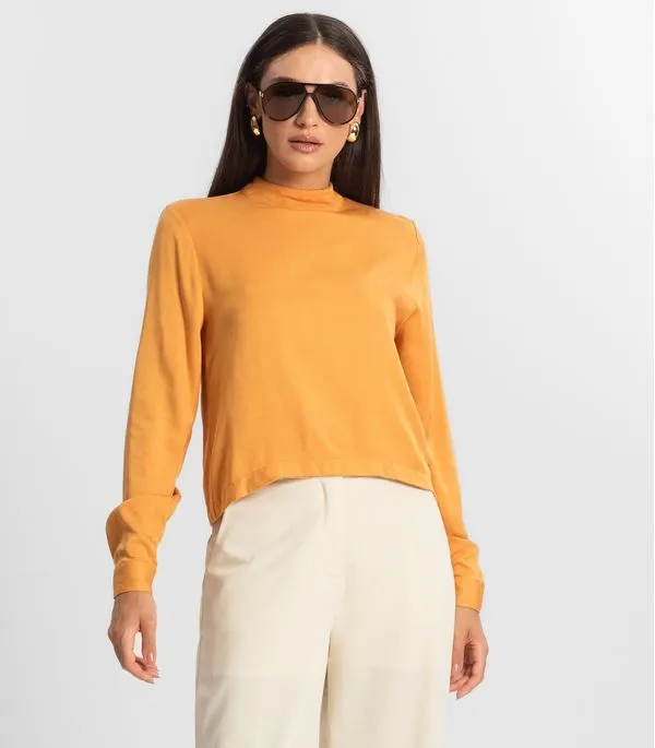 Blusa Feminina Manga Longa Viscose Endless Marrom GG