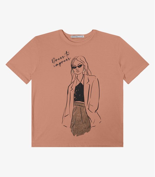 T- shirt em Meia Malha Feminina Endless Marrom GG