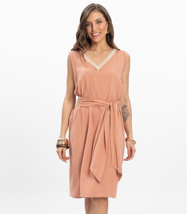 Vestido Curto Linho Strong Feminino Endless Marrom G