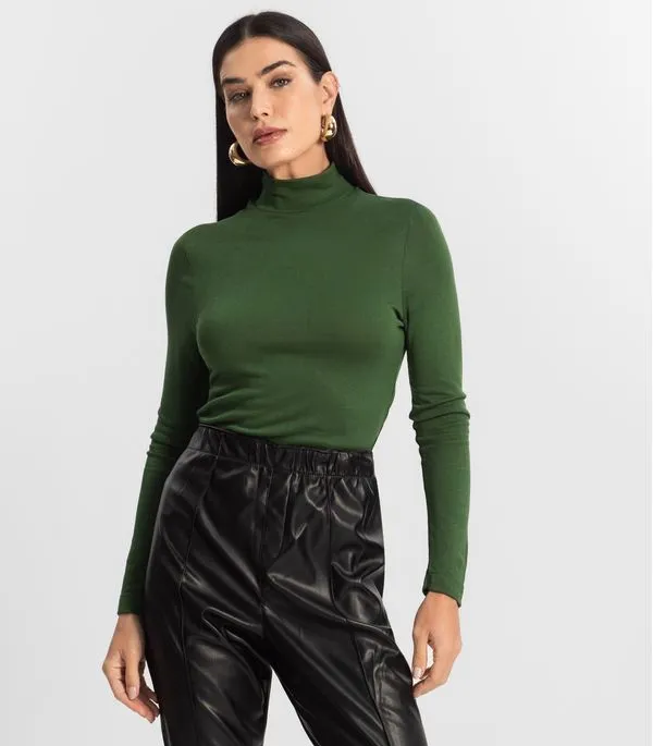 Blusa Manga Longa Vico Tricot Básica Endless Verde M