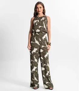 Calça Feminina Pantalona Estampada Endless Verde P