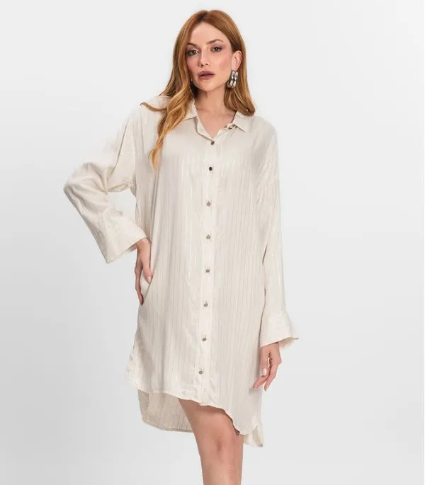 Vestido Chemise Feminino Com Botões Endless Bege GG