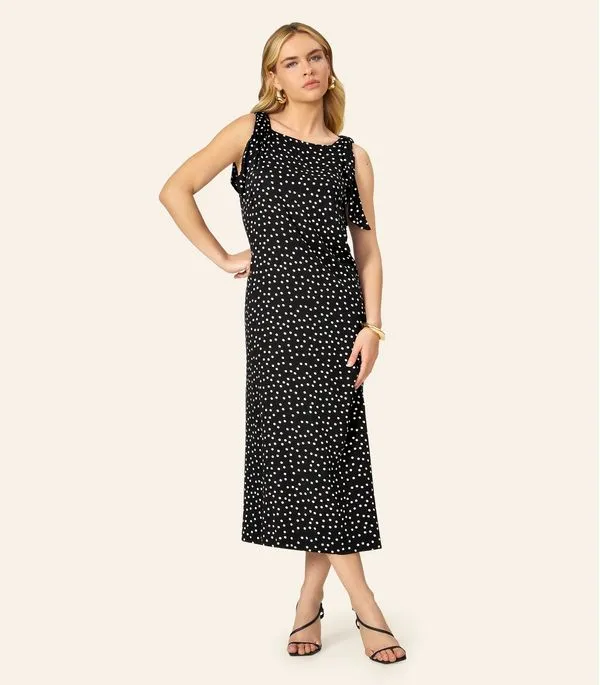 Vestido Feminino Midi Viscose Acetinada Endless Preto G