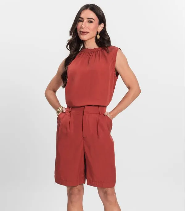 Bermuda Feminina Com Bolsos Endless Marrom P