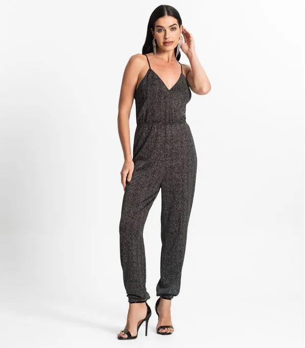 Macacão Feminino Em Lurex Endless Cinza M