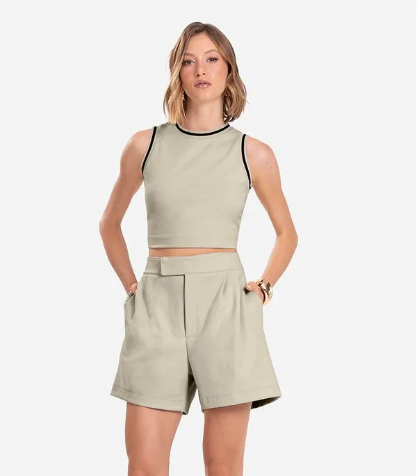 Conjunto Feminino Regata Com Shorts Endless Bege G
