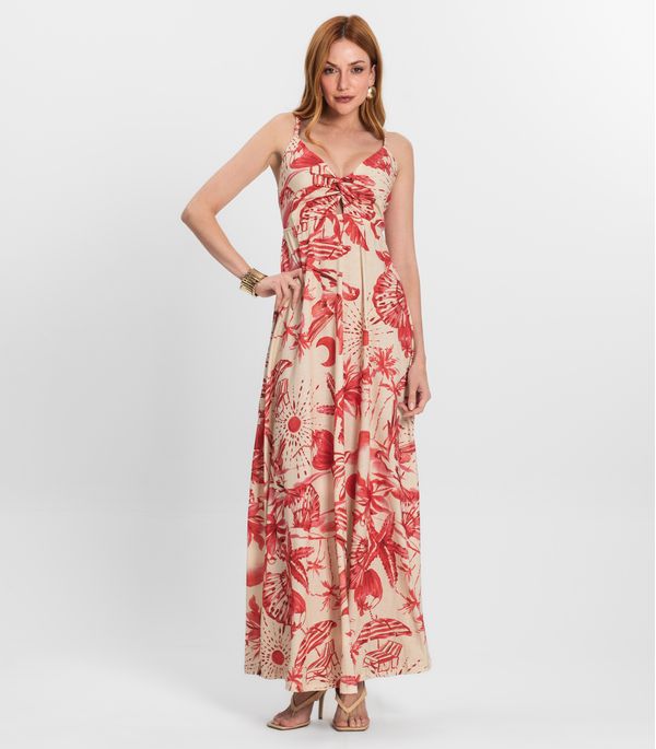 Vestido Longo Feminino em Meia Malha Endless Laranja M