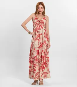 Vestido Longo Feminino em Meia Malha Endless Laranja M