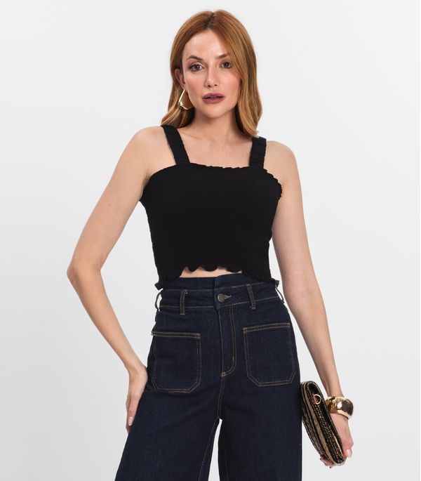 Regata Cropped Feminina Em Lastex Endless Preto G