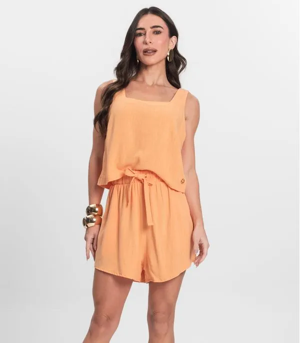 Shorts Feminino Em Linho Endless Laranja GG