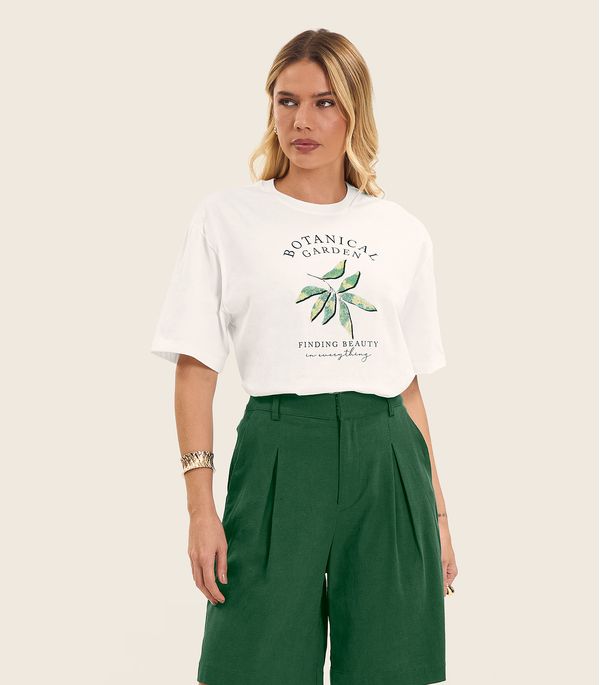 Camiseta Feminino Manga Curta Meia Malha Endless Bege P