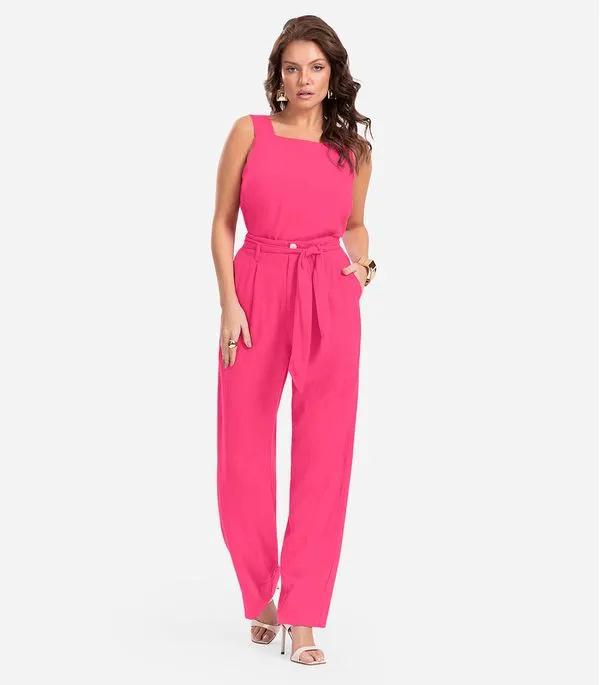 Calça Feminina Em Linho Endless Rosa GG