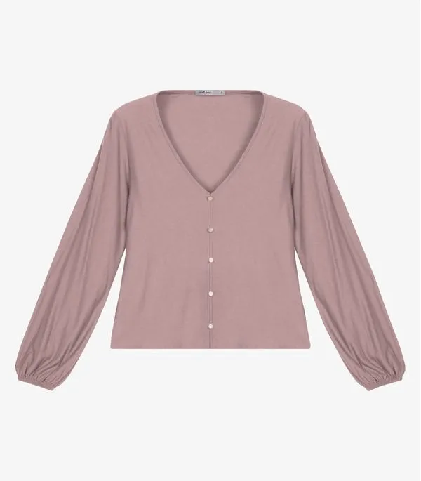 Blusa Feminina Manga Longa Bufante Viscose Endless Rosa G