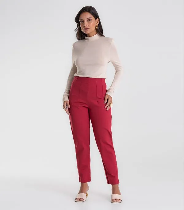 Calça Feminina Reta Ponto Roma Endless Vermelho P