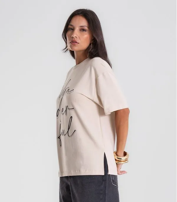 Camiseta Endless Molecotton de Viscose Feminina Bege M