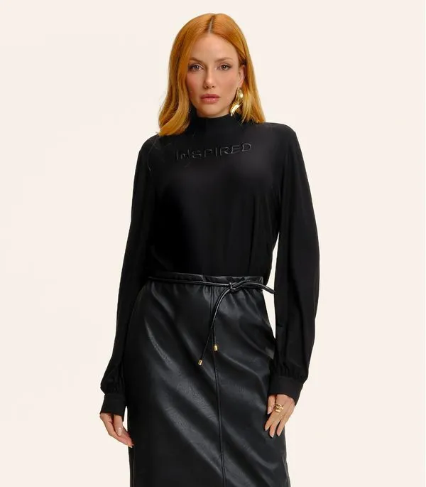 Blusa Feminina Manga Longa Viscose Endless Preto G