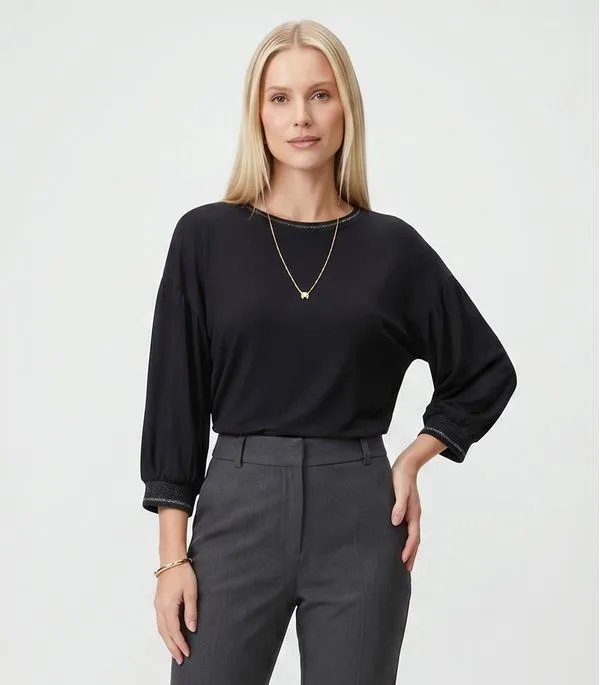 Blusa Feminina Ampla Manga 3/4 Viscose Endless Preto M