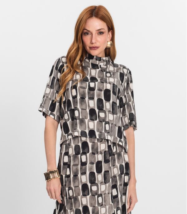 Blusa Feminina Estampada Gola Alta Endless Preto P