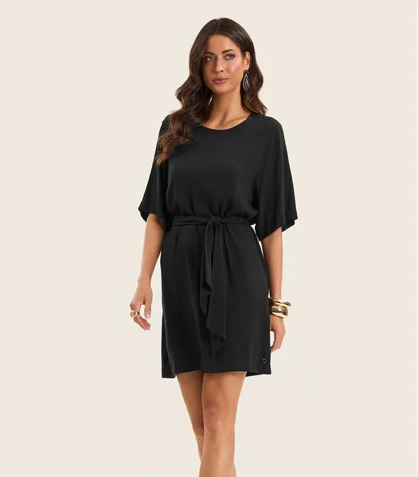 Vestido Curto Feminino Com Cinto Endless Preto M