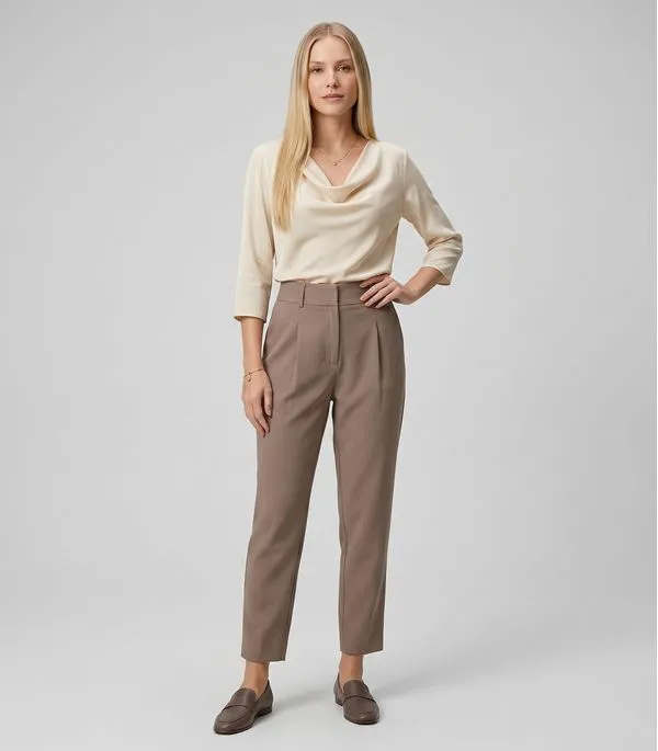 Calça Feminina Cenoura Alfaiataria Endless Marrom P