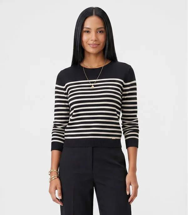 Blusa Feminina Manga Longa Tricô Listrado Endless Preto M