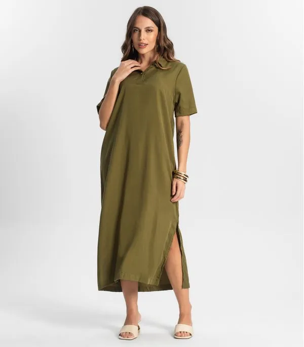 Vestido Midi Com Fenda Lateral Endless Verde G