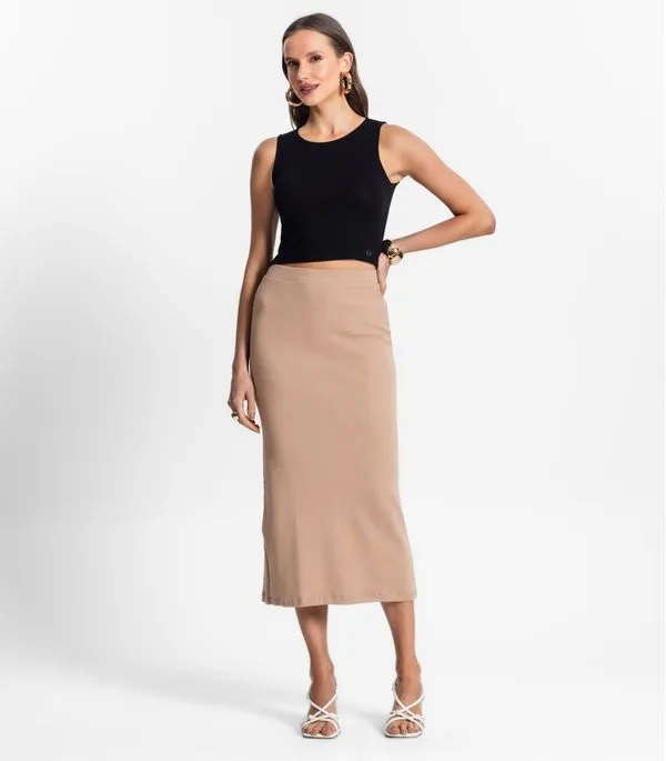 Saia Midi De Ribana Feminina Endless Marrom GG