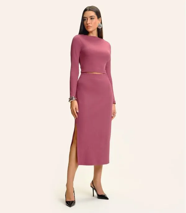 Conjunto Feminino Blusa com Saia Midi Endless Vermelho PP