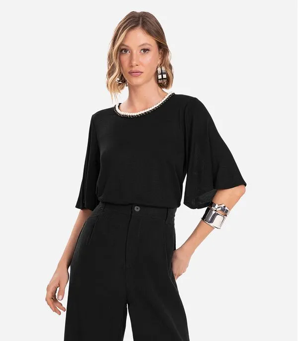 Blusa Feminina Manga Curta Endless Preto M