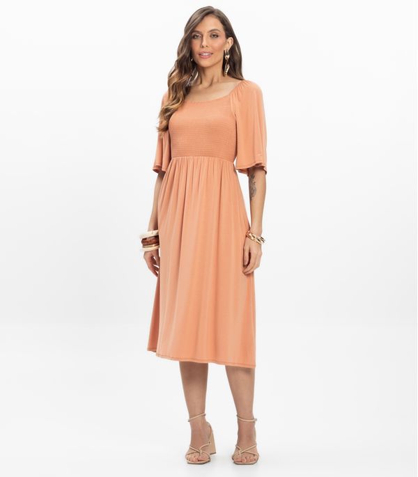 Vestido Midi em Viscotorcion Feminino Endless Marrom P