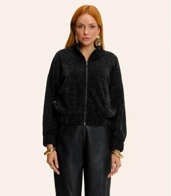 Jaqueta Feminina Tricot Gola Alta Endless Preto G
