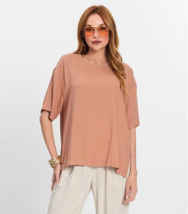 Blusa Feminina Manga Curta Endless Marrom M