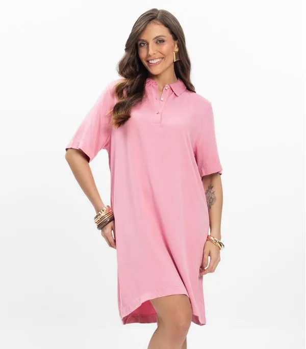 Vestido Curto Viscose Double Feminino Endless Rosa P